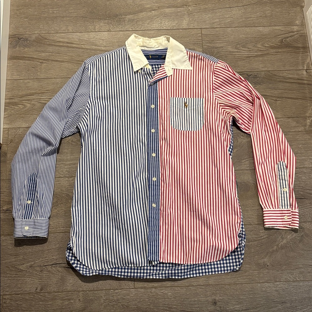 Ralph Lauren Blue and Red Striped Button Down Shirt